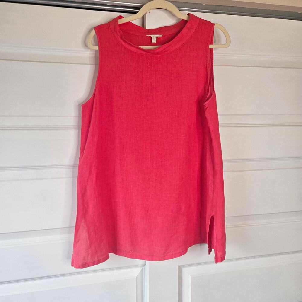 Eileen Fisher Geranium Organic Linen Mock Neck Tunic Top Medium M - Picture 2 of 8
